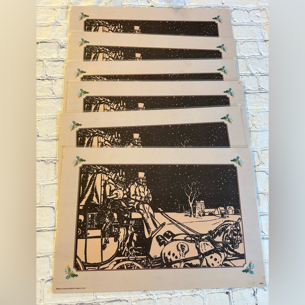 GREENBRIER STUDIOS BRIGHT OF AMERICA USA MADE VINTAGE REVERSIBLE (6) PLACEMATS